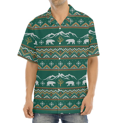 Polar Bear Knitted Pattern Print Aloha Shirt