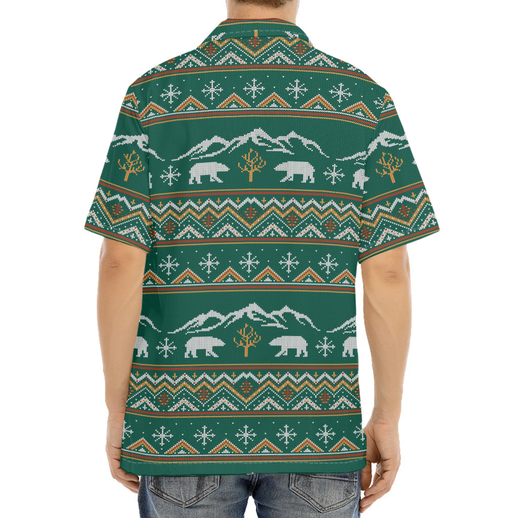 Polar Bear Knitted Pattern Print Aloha Shirt