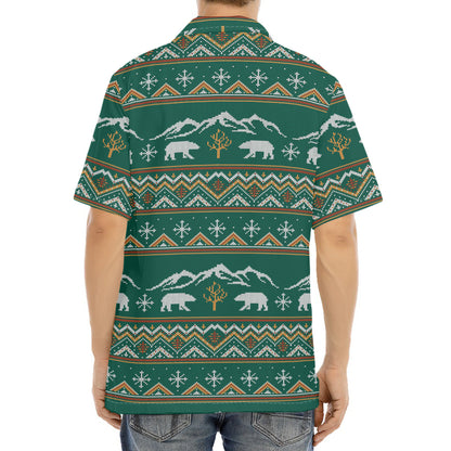 Polar Bear Knitted Pattern Print Aloha Shirt