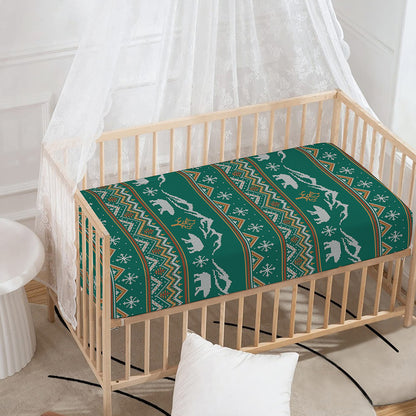 Polar Bear Knitted Pattern Print Baby Crib Sheet