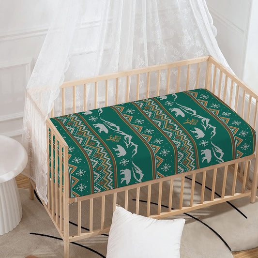 Polar Bear Knitted Pattern Print Baby Crib Sheet