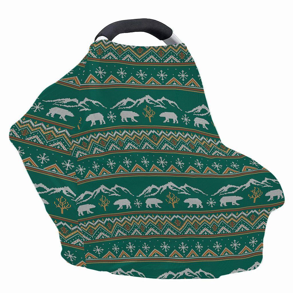 Polar Bear Knitted Pattern Print Baby Seat Cover