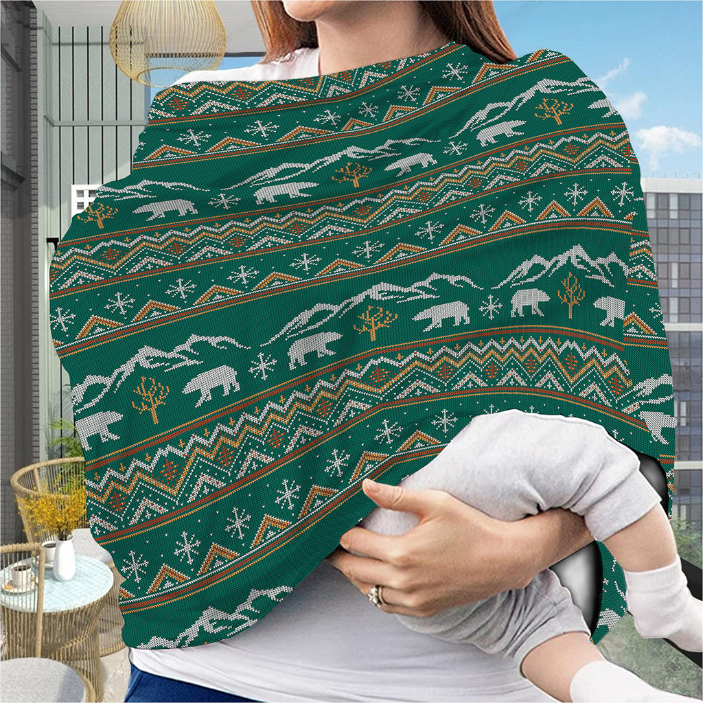 Polar Bear Knitted Pattern Print Baby Seat Cover