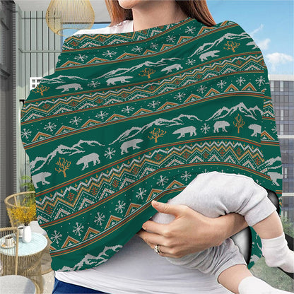 Polar Bear Knitted Pattern Print Baby Seat Cover