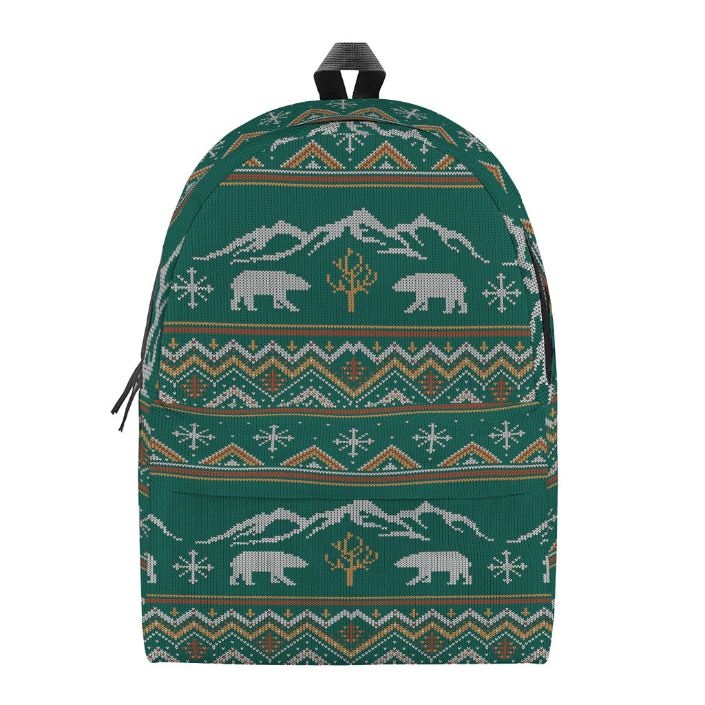 Polar Bear Knitted Pattern Print Backpack