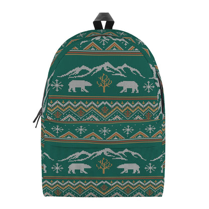 Polar Bear Knitted Pattern Print Backpack