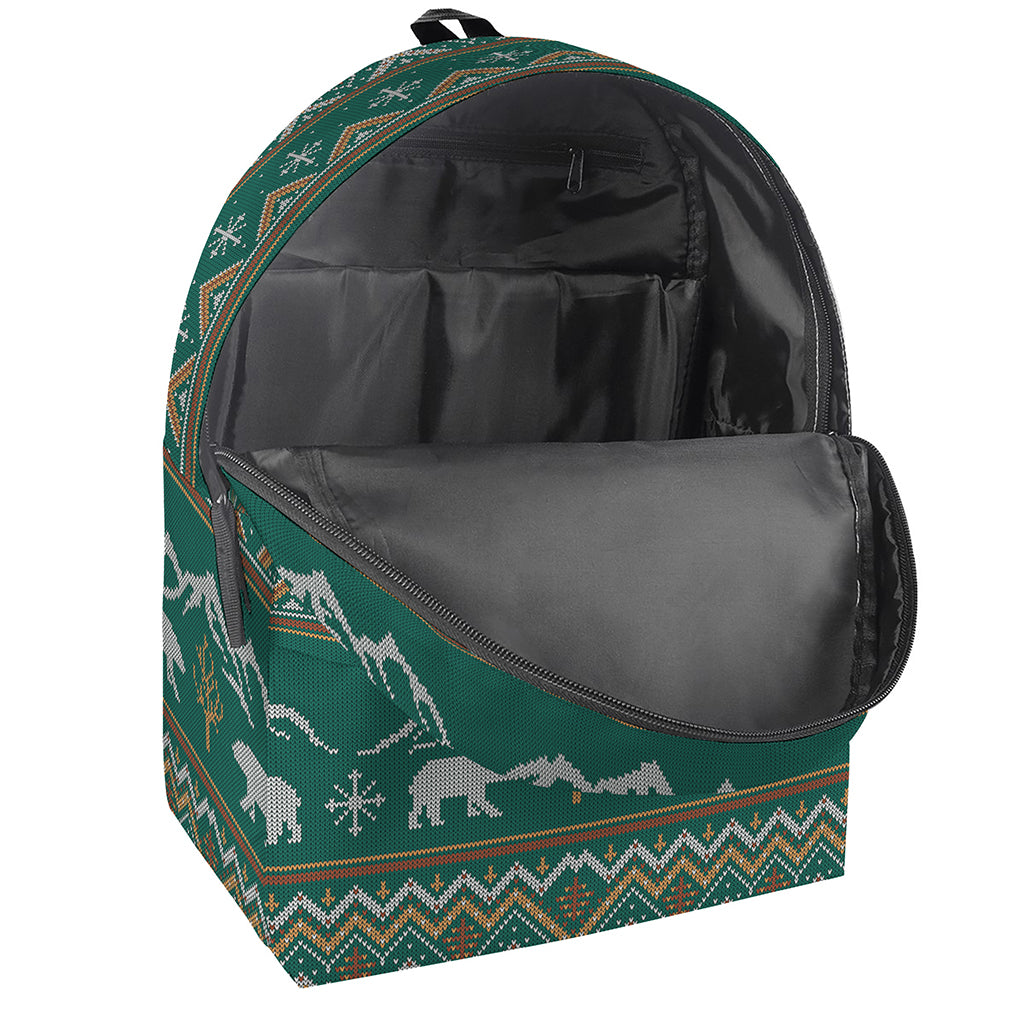 Polar Bear Knitted Pattern Print Backpack