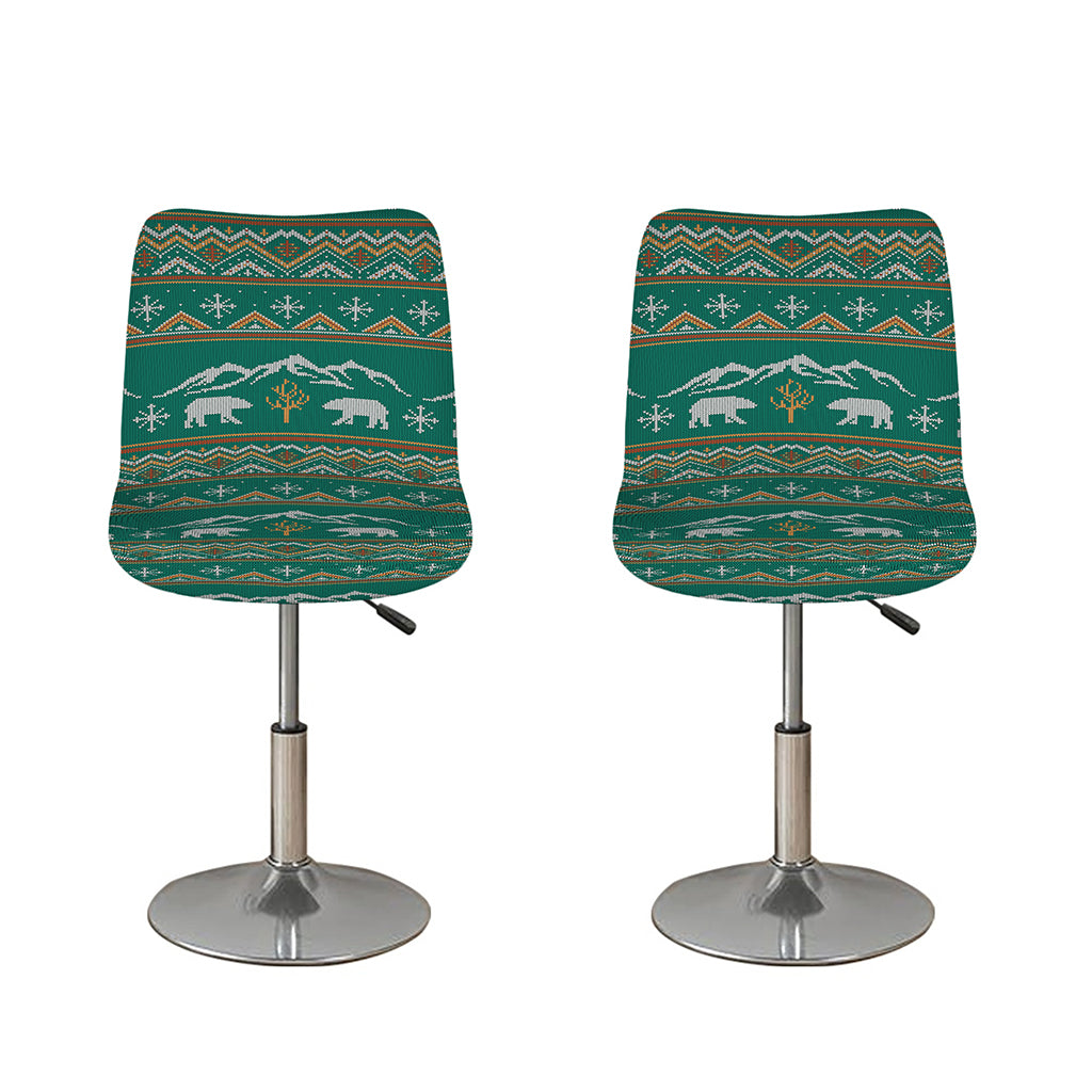 Polar Bear Knitted Pattern Print Bar Stool Covers