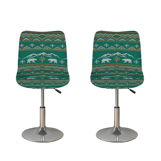 Polar Bear Knitted Pattern Print Bar Stool Covers