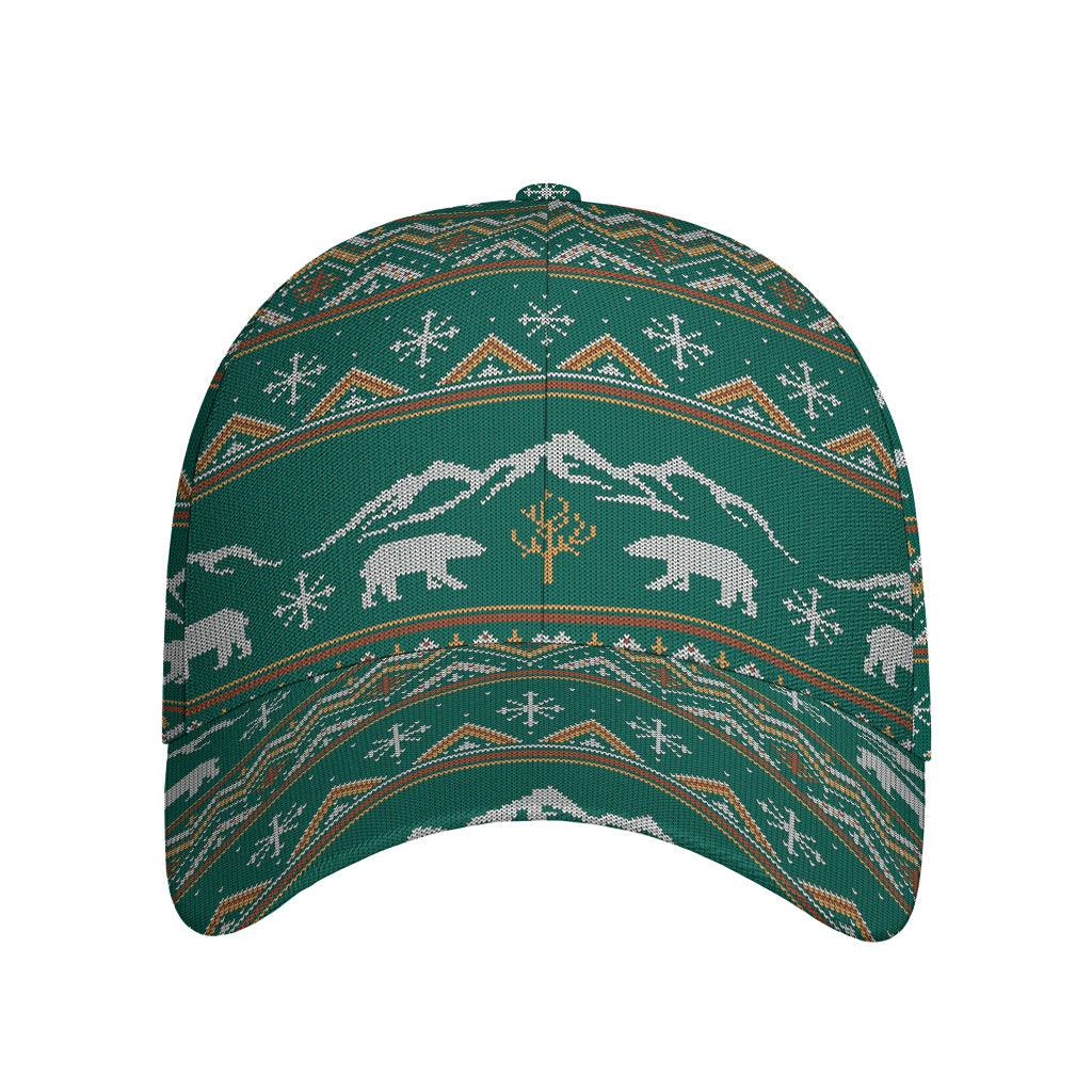 Polar Bear Knitted Pattern Print Baseball Cap