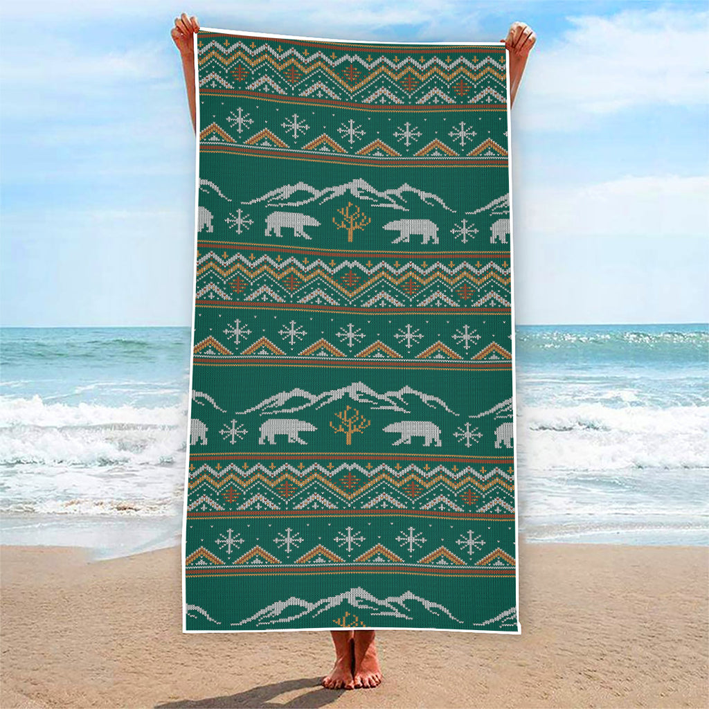 Polar Bear Knitted Pattern Print Beach Towel