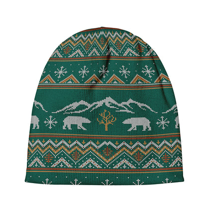 Polar Bear Knitted Pattern Print Beanie