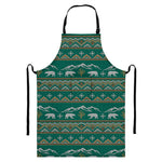 Polar Bear Knitted Pattern Print Bib Apron With Pocket