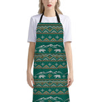 Polar Bear Knitted Pattern Print Bib Apron With Pocket