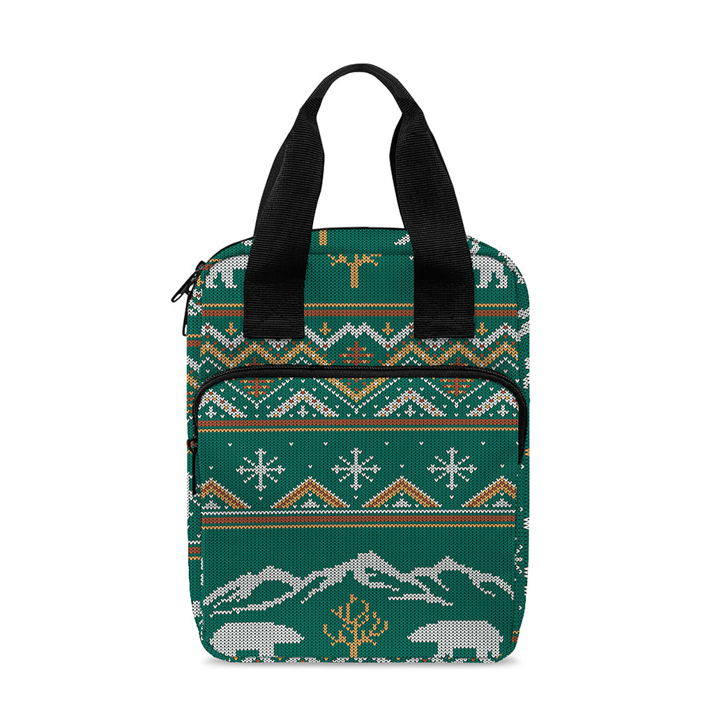 Polar Bear Knitted Pattern Print Bible Tote Bag