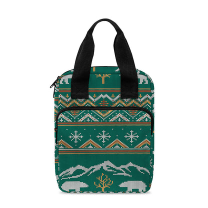 Polar Bear Knitted Pattern Print Bible Tote Bag