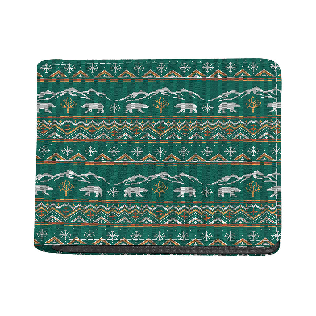 Polar Bear Knitted Pattern Print Bifold Wallet