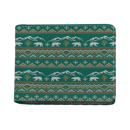 Polar Bear Knitted Pattern Print Bifold Wallet