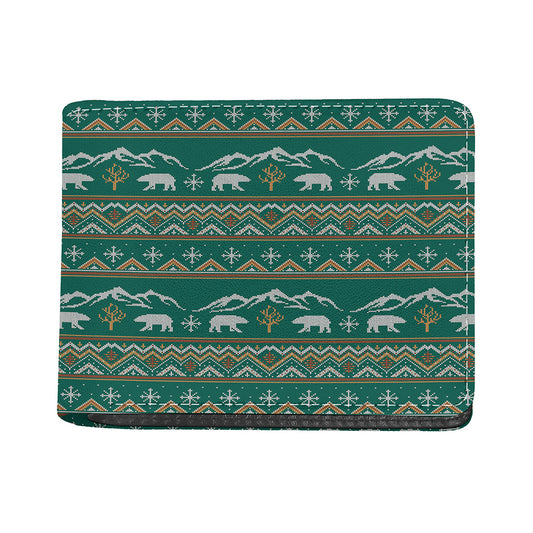 Polar Bear Knitted Pattern Print Bifold Wallet