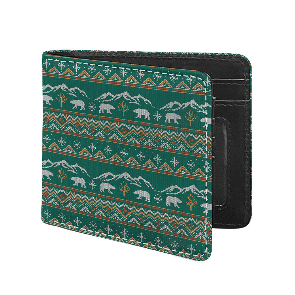 Polar Bear Knitted Pattern Print Bifold Wallet