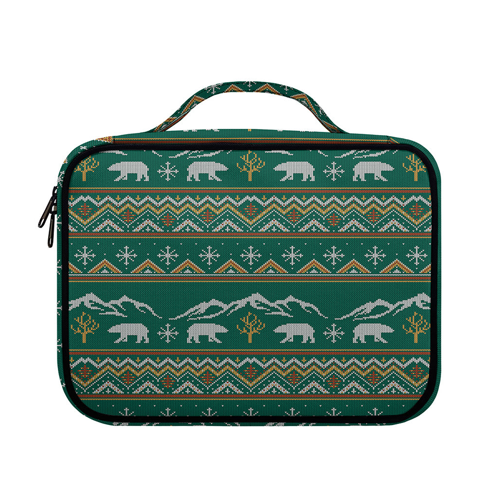 Polar Bear Knitted Pattern Print Briefcase Bible Bag