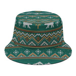 Polar Bear Knitted Pattern Print Bucket Hat