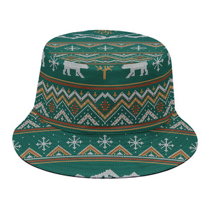 Polar Bear Knitted Pattern Print Bucket Hat