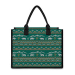 Polar Bear Knitted Pattern Print Canvas Tote Bag