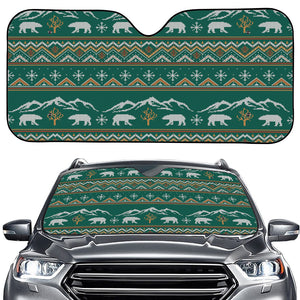 Polar Bear Knitted Pattern Print Car Windshield Sun Shade