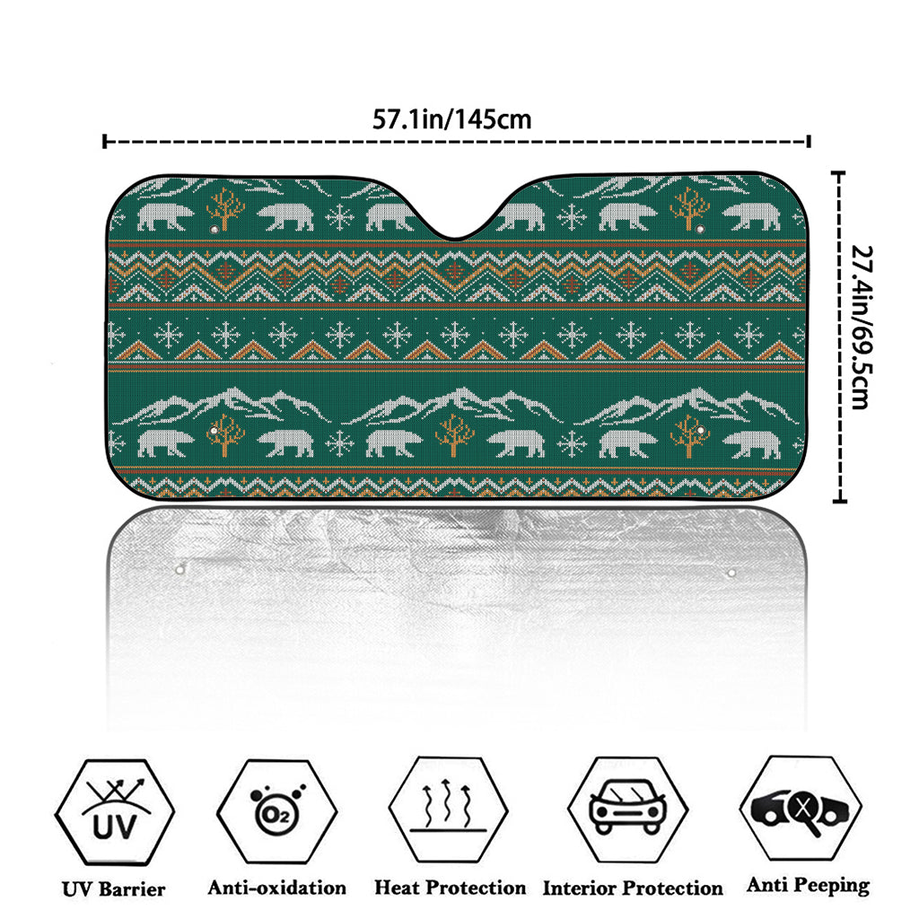 Polar Bear Knitted Pattern Print Car Windshield Sun Shade