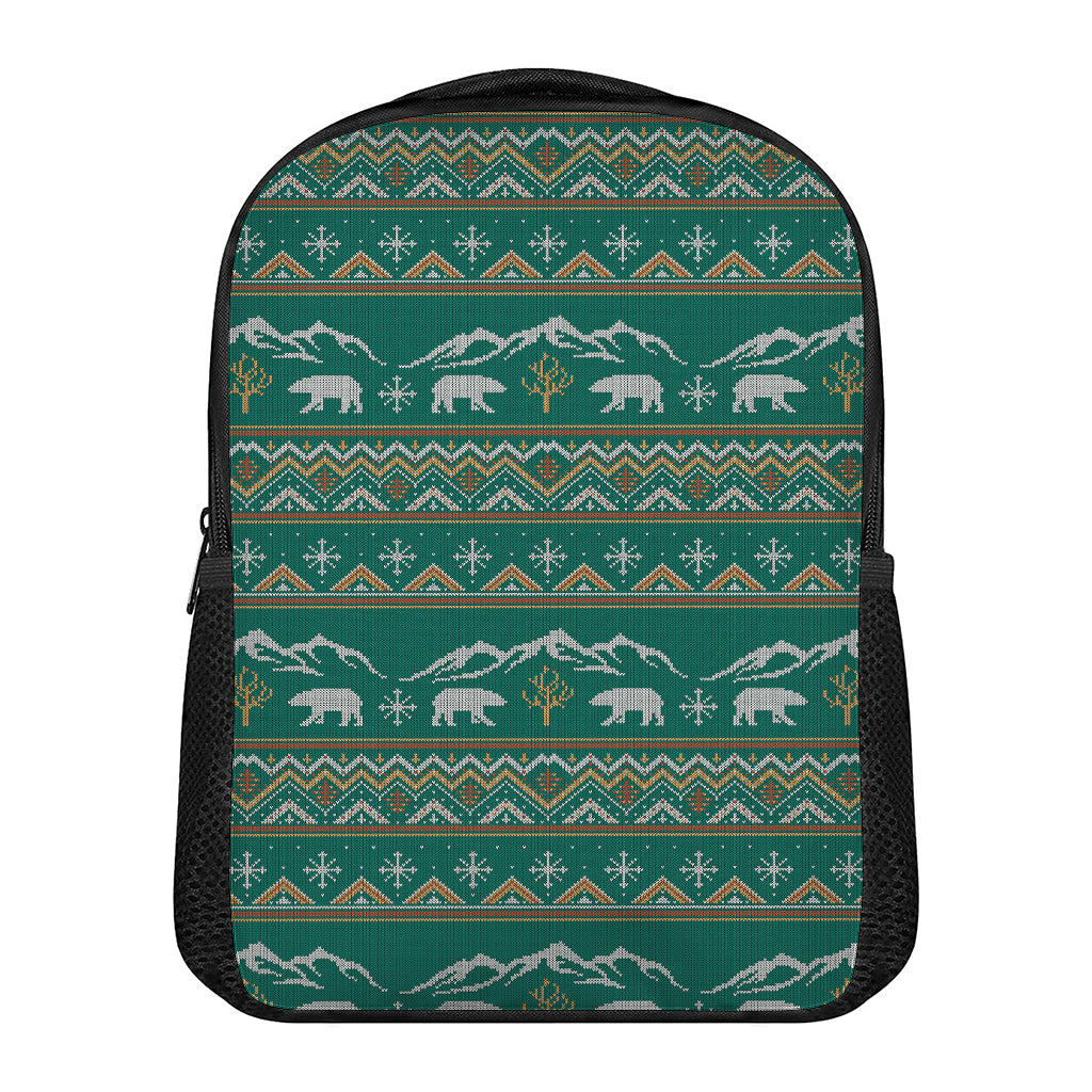 Polar Bear Knitted Pattern Print Casual Backpack