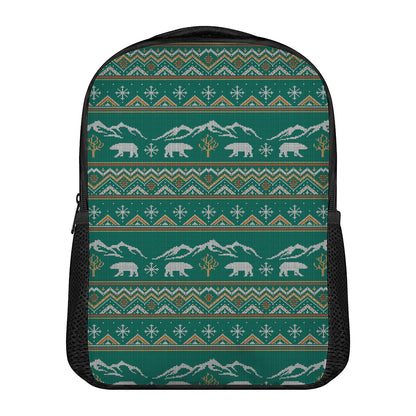 Polar Bear Knitted Pattern Print Casual Backpack