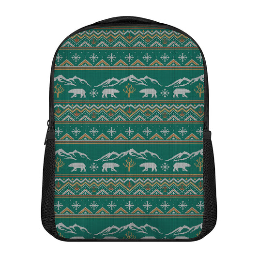 Polar Bear Knitted Pattern Print Casual Backpack