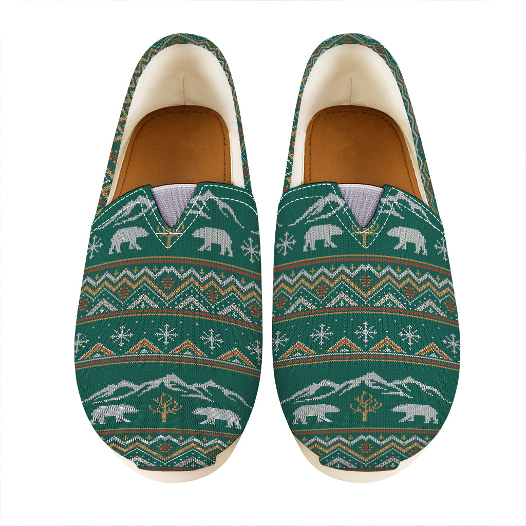 Polar Bear Knitted Pattern Print Casual Shoes