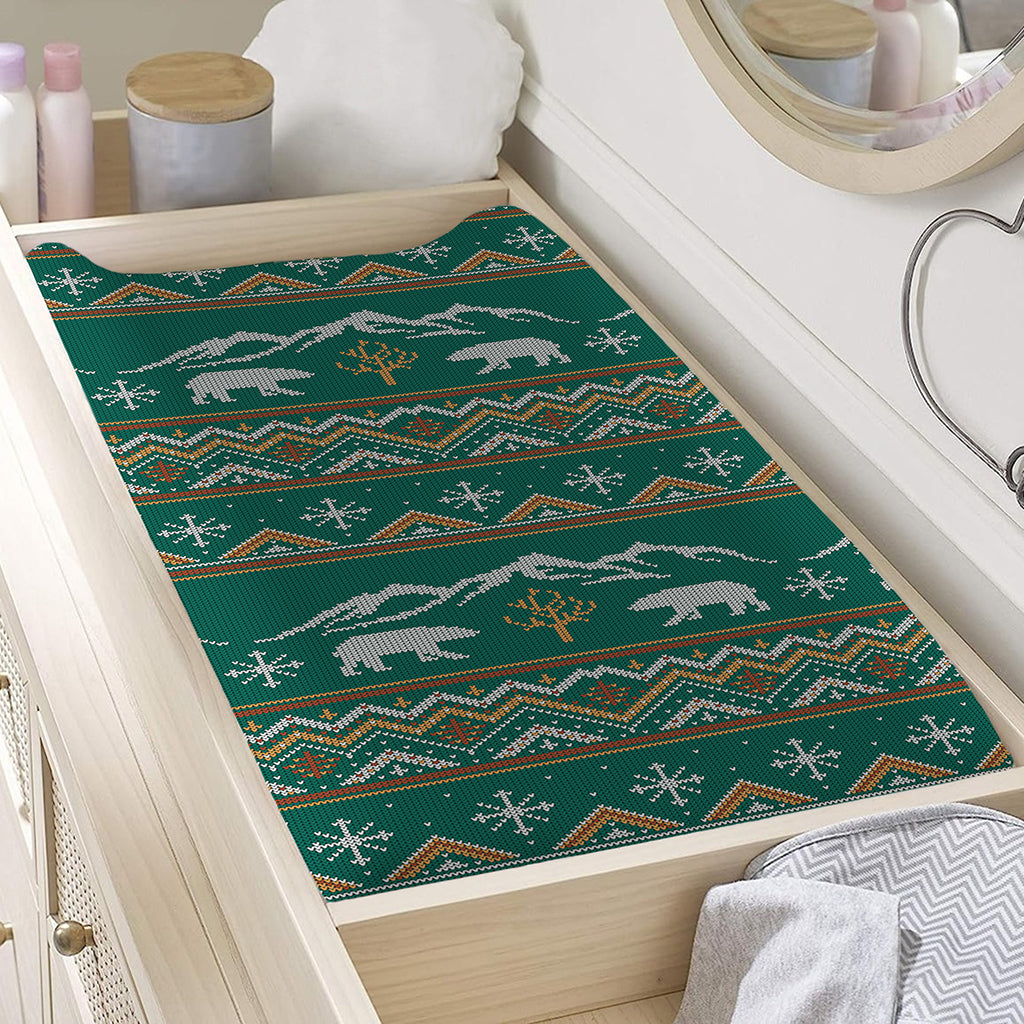 Polar Bear Knitted Pattern Print Changing Pad Cover