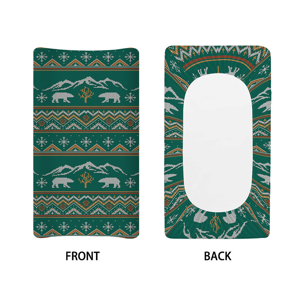 Polar Bear Knitted Pattern Print Changing Pad Cover