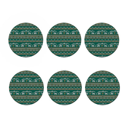 Polar Bear Knitted Pattern Print Coaster Set