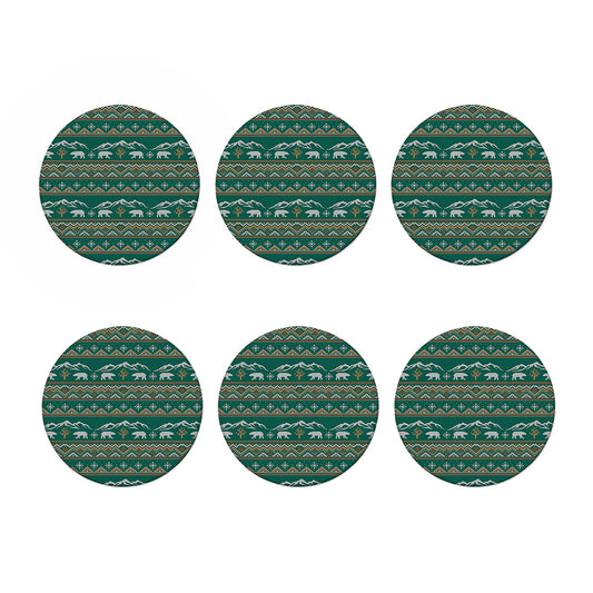 Polar Bear Knitted Pattern Print Coaster Set