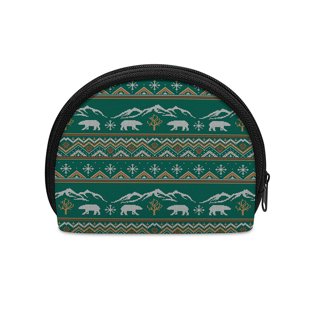 Polar Bear Knitted Pattern Print Coin Purse