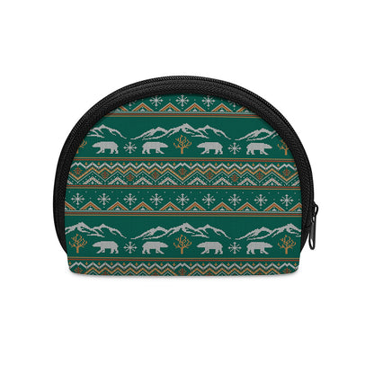Polar Bear Knitted Pattern Print Coin Purse