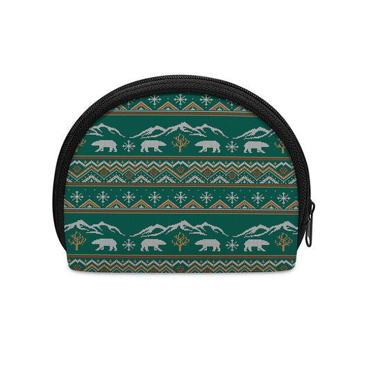 Polar Bear Knitted Pattern Print Coin Purse