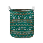 Polar Bear Knitted Pattern Print Collapsible Laundry Basket