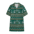 Polar Bear Knitted Pattern Print Cotton Hawaiian Shirt