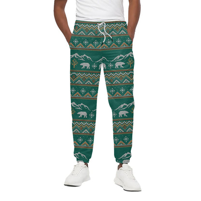 Polar Bear Knitted Pattern Print Cotton Pants