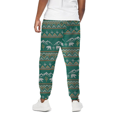Polar Bear Knitted Pattern Print Cotton Pants