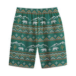 Polar Bear Knitted Pattern Print Cotton Shorts