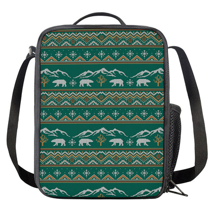 Polar Bear Knitted Pattern Print Crossbody Lunch Bag