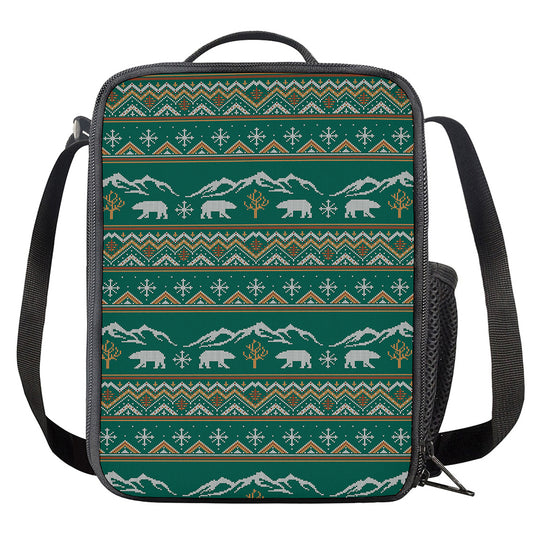 Polar Bear Knitted Pattern Print Crossbody Lunch Bag