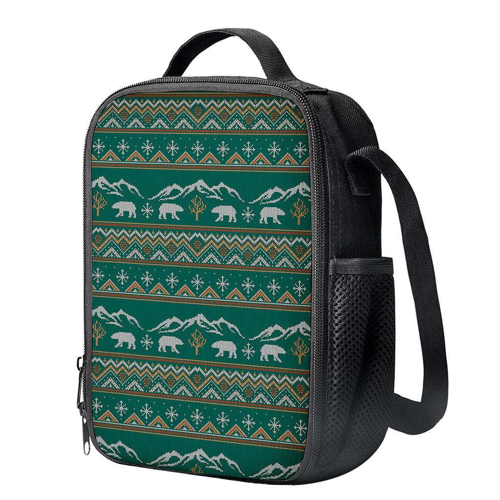 Polar Bear Knitted Pattern Print Crossbody Lunch Bag