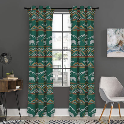 Polar Bear Knitted Pattern Print Curtain